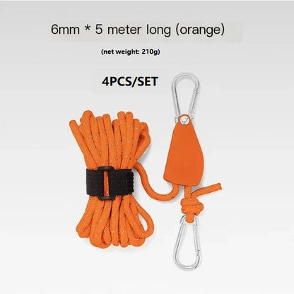 Portable Adjustable Fix Tent High Strength Pulley Camping Rope