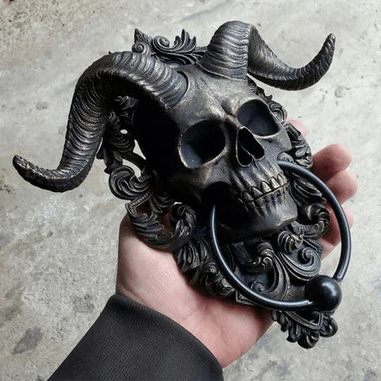 Baphomet Horned God Skull Hanging Door Knocker