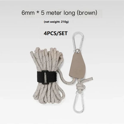 Portable Adjustable Fix Tent High Strength Pulley Camping Rope