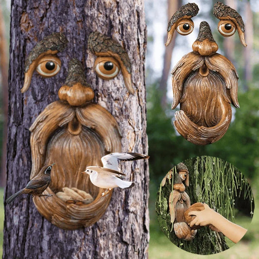 Unique Bird Feeders for Outdoors-Old Man Tree Art