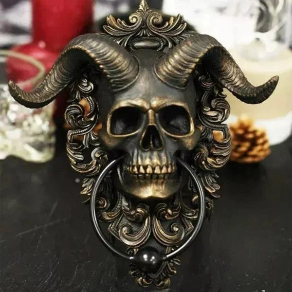 Baphomet Horned God Skull Hanging Door Knocker