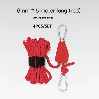 Portable Adjustable Fix Tent High Strength Pulley Camping Rope